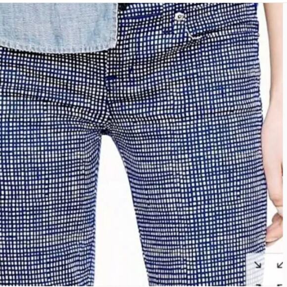 NWOT J Crew Toothpick Basket Weave Blue White Print Skinny Jeans Size 29 - Picture 1 of 10